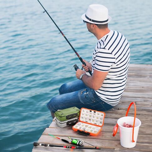 ZENFUN 3 Packs Fishing Lure Box, Fishing Tackle Box, Fishing Tackle Storage Trays, Bait Storage Case, Accessory Boxes, Thicker Plastic, Waterproof and Airtight(Orange, Green, Grey) in Kuwait
