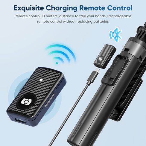Selfie Stick Tripod for iPhone Stand for Video Recording,53 Inch Selfie Light for iPhone with Light,360 Degree Adjustable Quadripod for Cell Phone Gopro with Remote Aluminium Black in Saudi Arabia