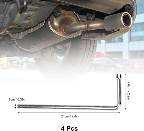 FMTYAOIU 4 حزمة قضبان شماعات العادم العالمية، 9.4 بوصة طويلة 90 درجة عازمة شماعات العادم الصلب، استخدام عالمي لحام على شماعات العادم لرياضات السيارات in Kuwait