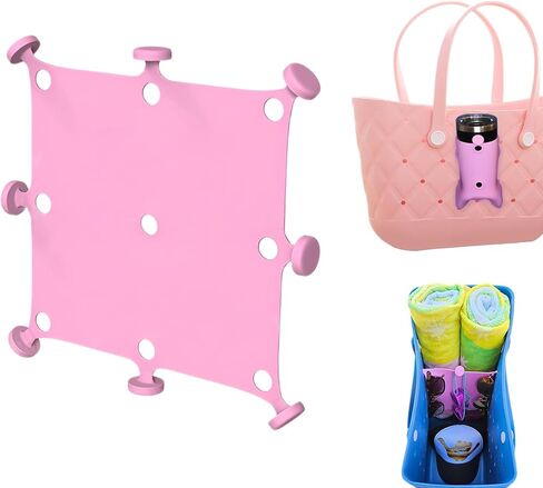 SAMIQU Silicone Beach Tote Bag Organizer Compatible with Bogg Bag, Phone Holder Cup Holder Insert Divider, Bogg Bag Accessory Pink in Saudi Arabia