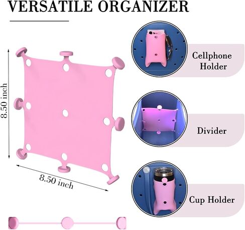 SAMIQU Silicone Beach Tote Bag Organizer Compatible with Bogg Bag, Phone Holder Cup Holder Insert Divider, Bogg Bag Accessory Pink in Saudi Arabia
