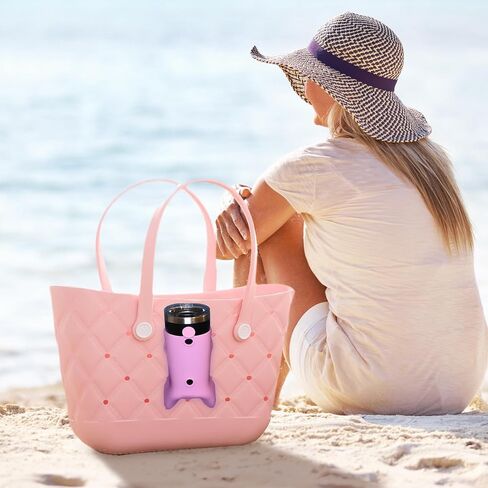 SAMIQU Silicone Beach Tote Bag Organizer Compatible with Bogg Bag, Phone Holder Cup Holder Insert Divider, Bogg Bag Accessory Pink in Saudi Arabia