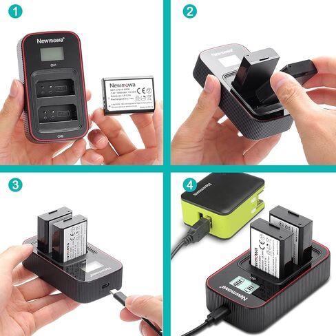 بطارية بديلة Newmowa LP-E10 (عبوتان) وشاشة LCD ذكية شاحن USB مزدوج لكاميرا Canon LP-E10 وCanon EOS Rebel T3 وT5 وT6 وT7 و1100D و1200D و2000D و4000D وKiss X50 وKiss X70 الرقمية in Kuwait