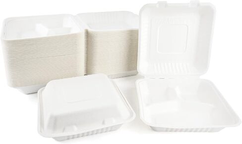 Azure Zone، 9 بوصة، صدفة قابلة للتحلل البيولوجي مكونة من 3 أقسام، 100 عبوة جاهزة للاستخدام، صديقة للبيئة، قابلة للتحلل الحيوي مصنوعة من ألياف قصب السكر in Kuwait