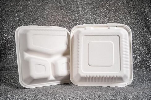 Eland 9x9 Compostable To Go Containers [50-Pack]|Biodegradable Clamshell Take Out Food Containers | PFAS-Free | Perfect for Carryout and Takeout - Natural(EL-19091BN) in Saudi Arabia