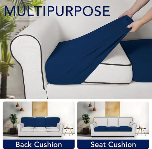 PureFit Super Stretch Fleece Couch Cushion Covers - Individual Sofa Cushion Covers Sets, Washable Sofa Seat Covers Cushion Protector with Elastic Bottom (2 Pieces Cushion XL Loveseat, Beige) in Saudi Arabia