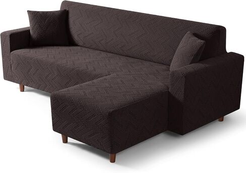 غطاء أريكة قابل للتمدد من Ruaozz على شكل حرف L قطعة واحدة غطاء أريكة مع كرسي استرخاء يمين على شكل حرف L غطاء أريكة منزلق قابل للغسل من قماش الجاكار الناعم مع قطعتين من أغطية الوسائد، رمادي in Kuwait