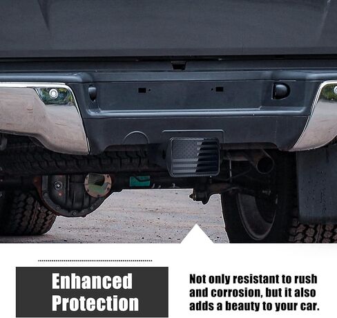 غطاء جهاز استقبال وصلة المقطورة المعدنية مقاس 2 بوصة من Anley - شعار العلم الأمريكي الأسود الوطني - طلاء كهربائي مقاوم للصدأ - متوافق مع جهاز استقبال وصلة الجر القياسي 2 بوصة للسيارة والشاحنة وجيب وRV in Kuwait