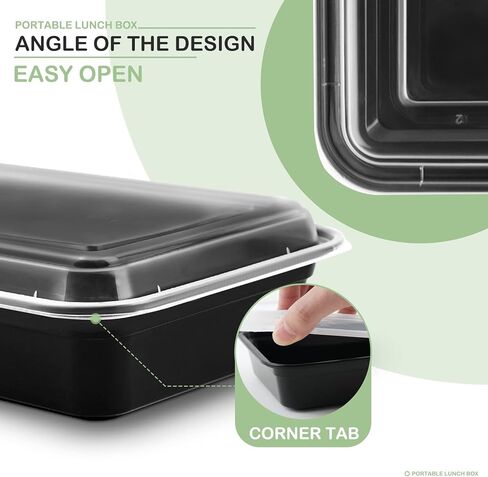 مركز لوحة MBC MAT، 50 عبوة (38 أونصة) حاوية طعام مكونة من حجرة واحدة - حاوية طعام مستطيلة الشكل مع صندوق غداء محمول بغطاء - قابل للتكديس - خالٍ من البيسفينول A - مجمد / ميكروويف / غسالة أطباق آمن - تخزين قابل لإعادة الاستخدام in Kuwait