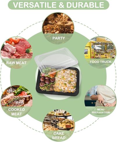 مركز لوحة MBC MAT، 50 عبوة (38 أونصة) حاوية طعام مكونة من حجرة واحدة - حاوية طعام مستطيلة الشكل مع صندوق غداء محمول بغطاء - قابل للتكديس - خالٍ من البيسفينول A - مجمد / ميكروويف / غسالة أطباق آمن - تخزين قابل لإعادة الاستخدام in Kuwait