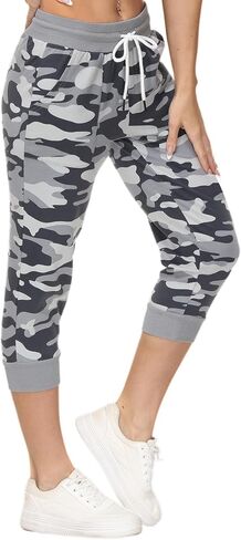 SPECIALMAGIC Women's Sweatpants Capri Pants Cropped Jogger Running Pants Lounge Loose Fit Drawstring Waist with Side Pockets in Saudi Arabia