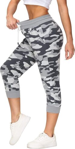 SPECIALMAGIC Women's Sweatpants Capri Pants Cropped Jogger Running Pants Lounge Loose Fit Drawstring Waist with Side Pockets in Saudi Arabia