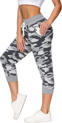 SPECIALMAGIC Women's Sweatpants Capri Pants Cropped Jogger Running Pants Lounge Loose Fit Drawstring Waist with Side Pockets in Saudi Arabia