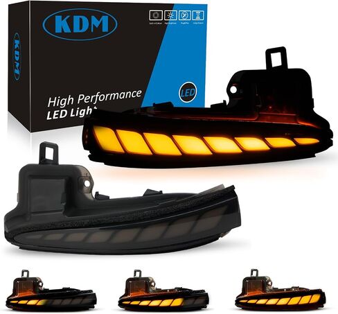 KDM LED Sequential Side Mirror Reflector Light Compatible with Toyota Tacoma Rav4 2016-2023,Highlander 2020-2024,Alphard Vellfire Turn Signal Rearview Indicator Lamp,Smoked Lens Dynamic Amber,2Pack in Saudi Arabia