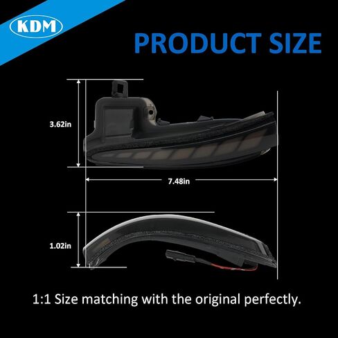 KDM LED Sequential Side Mirror Reflector Light Compatible with Toyota Tacoma Rav4 2016-2023,Highlander 2020-2024,Alphard Vellfire Turn Signal Rearview Indicator Lamp,Smoked Lens Dynamic Amber,2Pack in Saudi Arabia