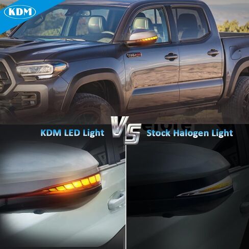 KDM LED Sequential Side Mirror Reflector Light Compatible with Toyota Tacoma Rav4 2016-2023,Highlander 2020-2024,Alphard Vellfire Turn Signal Rearview Indicator Lamp,Smoked Lens Dynamic Amber,2Pack in Saudi Arabia