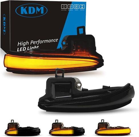 KDM LED Sequential Side Mirror Reflector Light Compatible with Toyota Tacoma Rav4 2016-2023,Highlander 2020-2024,Alphard Vellfire Turn Signal Rearview Indicator Lamp,Smoked Lens Dynamic Amber,2Pack in Saudi Arabia