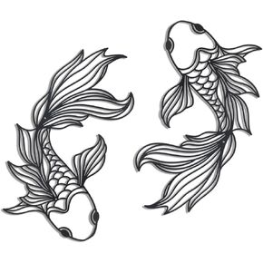 OYEFLY 2 Pieces Fish Metal Wall Art,Iron Fish Decorations (style 2) in Kuwait