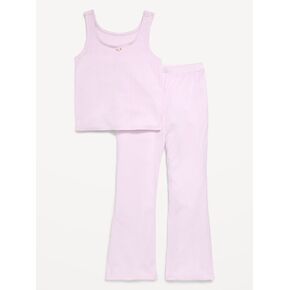 Old Navy Ribbed Pajama Tank Top and Flare Pants Set for Girls - Lilac Ice in Saudi Arabia
