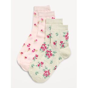 Old Navy Floral Crew Socks 2-Pack for Women - Warm in Saudi Arabia