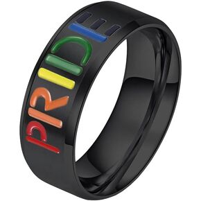 OAKKY للجنسين الفولاذ المقاوم للصدأ المثليين جنسيا مثليه LGBT مثلي الجنس قوس قزح العلم فخر خاتم الزفاف in Kuwait