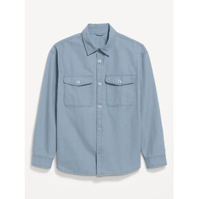 Old Navy Oversized Canvas Workwear Shirt - STONEWASH in Kuwait