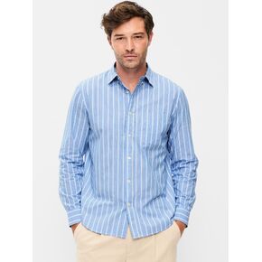 Old Navy Classic Fit Everyday Striped Poplin Shirt - Blue in Saudi Arabia