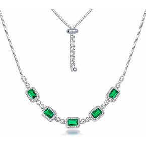 Zyntrazy 5-Stone Lab-Created Emerald Necklace – 18K Gold Plated 925 Sterling Silver, Premium Gift Packaging Included| Elegant Statement Jewelry Gift for Women in Saudi Arabia