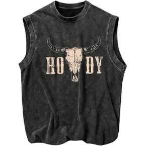 SHENHE Men's Cowboy Tank Top Graphic Crew Neck Sleeveless Shirt Western Country Summer Tank in Saudi Arabia