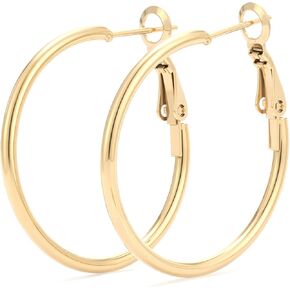 Big Gold Hoop Earrings for Women, Hypoallergenic 925 Sterling Silver Post, 14K Gold Hoops Earrings for Women, Plated Hoop Earrings Lightweight Large Silver Hoop Earrings, 30/40/50/60mm in Saudi Arabia