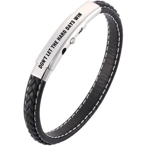 Dont Let The Hard Days Win Bracelet for Men Women,Inspirational Quote Engraved Handmade Braided Leather Wristband Mantra Cuff Bangle Encouragement Motivational Gift for Him Her in Saudi Arabia