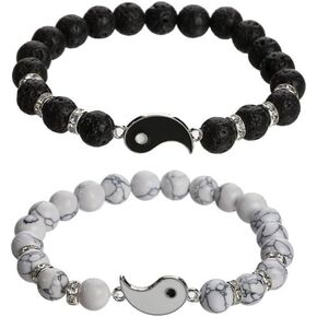 Volcanic white pine couple bracelet personality with glow-in-the-dark opal bracelet, heart than heart suitable for male and female friends holiday bracelet, enhance long-distance emotion anniversary Valentine's Day bracelet in Saudi Arabia