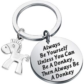 POTIY Inspirational jewelry Donkey Gift Always Be Yourself keychain Funny Pet Animal Lover Gift in Saudi Arabia
