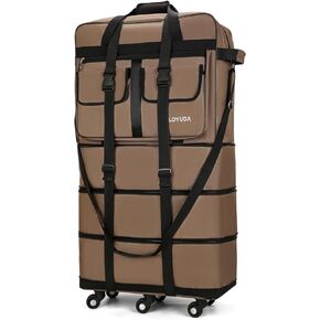 أمتعة قابلة للتوسيع 110 لتر ، حقيبة 40 بوصة مع عجلات ، أمتعة قابلة للطي مع عجلات ، حقيبة واق من دفاع مع عجلات ، suitcasewith2handle wrap 2fixing أحزمة 1 Shoulder (أسود) in Kuwait