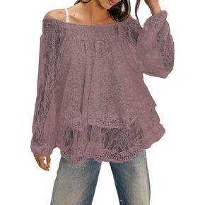 Women Chiffon Blouse Top Ruffle Trim Tie Front Shirt Long Sleeve Flowy Cardigan Lace Frilly Going Out top in Saudi Arabia
