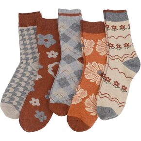 Lymeappse Wool Socks for Women, Stocking Stuffers Christmas Gifts Vintage Cute Floral Crew Winter Warm Hiking Boot Socks in Saudi Arabia