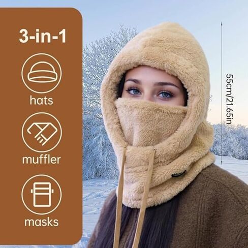 Winter Balaclava Ski Mask,Warm Fleece Ski Mask for Men and Women Neck Scarf hat with face Cover. in Saudi Arabia