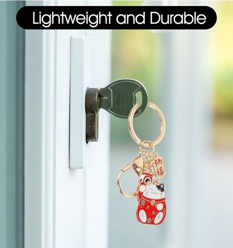 سلسلة مفاتيح يابانية من ValueBargain، قطعتين من سلسلة مفاتيح Lucky Cat للنساء والفتيات والأطفال (أحمر وأسود) in Saudi Arabia