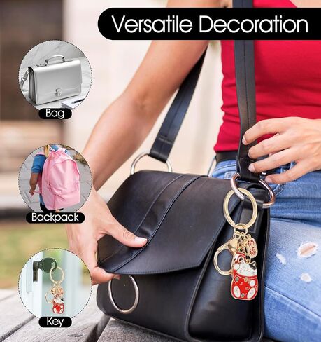 سلسلة مفاتيح يابانية من ValueBargain، قطعتين من سلسلة مفاتيح Lucky Cat للنساء والفتيات والأطفال (أحمر وأسود) in Saudi Arabia