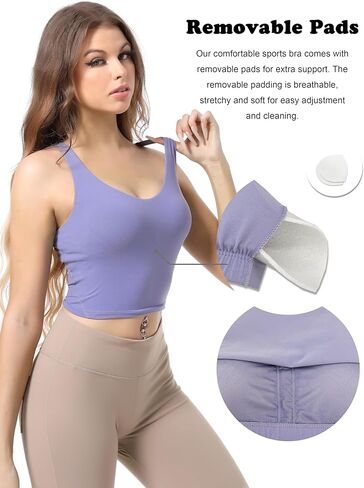 BUBBLELIME حمالات صدر رياضية للسيدات بظهر Racerback عالية التأثير/دعم متوسط ​​ملابس رياضية للياقة البدنية وتمارين اليوجا in Kuwait