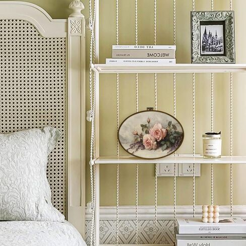 nvucamd ريفي الوردي روز الأزهار البيضاوي جدار الفن ديكور مؤطرة، خمر الوردي زهرة قماش يطبع جدار الفن، مزرعة رث أنيقة الزهور شنقا الديكور لمعرض الحمام غرفة نوم غرفة المعيشة، 11.3x8.7 في in Kuwait