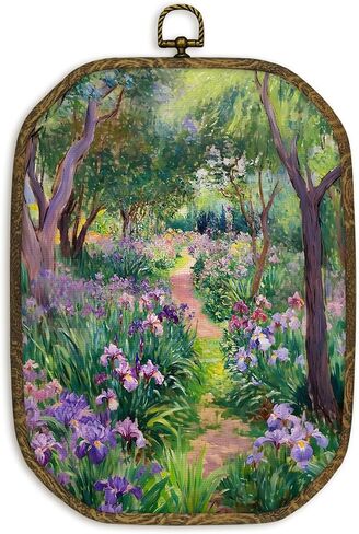 nvucamd ريفي الوردي روز الأزهار البيضاوي جدار الفن ديكور مؤطرة، خمر الوردي زهرة قماش يطبع جدار الفن، مزرعة رث أنيقة الزهور شنقا الديكور لمعرض الحمام غرفة نوم غرفة المعيشة، 11.3x8.7 في in Kuwait