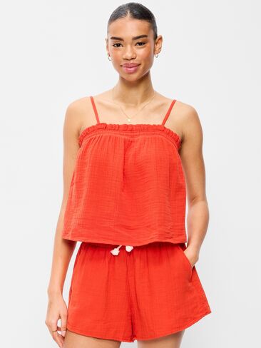 Old Navy Open-Back Smocked Tank Top - Ornament Orange in Saudi Arabia