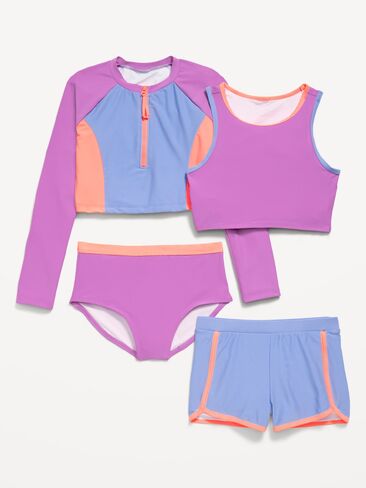 Old Navy Zip Rashguard Swim 4-Piece for Girls - ORCHIDDING AROUND 2 in Saudi Arabia