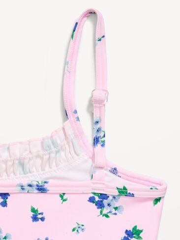 Old Navy Printed Ruffle-Trim Swim Set for Girls - Purple Floral in Saudi Arabia