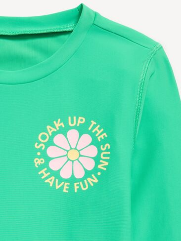 Old Navy Long-Sleeve Graphic Rashguard Swim Top for Girls - BIONIC GLOW NEON in Saudi Arabia