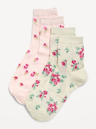 Old Navy Floral Crew Socks 2-Pack for Women - Warm in Saudi Arabia