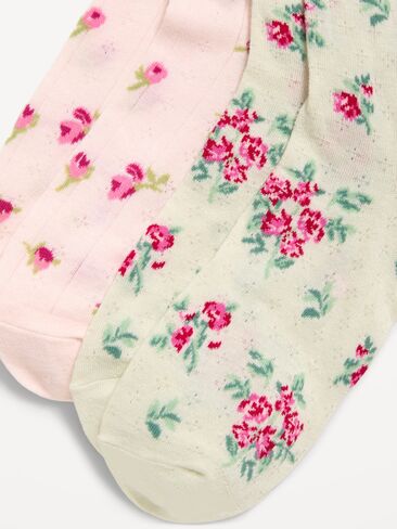 Old Navy Floral Crew Socks 2-Pack for Women - Warm in Saudi Arabia