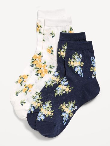 Old Navy Floral Crew Socks 2-Pack for Women - Cool in Kuwait