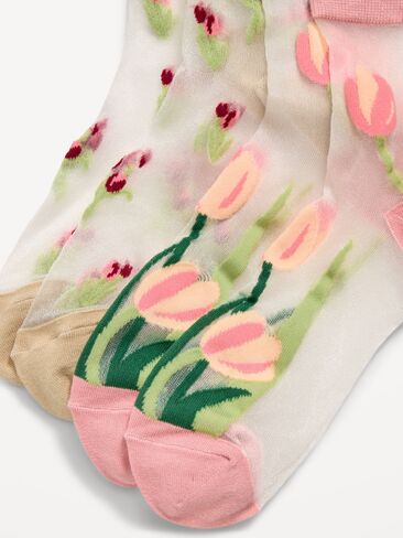 Old Navy Sheer Quarter Crew Sock 2-Pack for Women - Tan Combo in Saudi Arabia